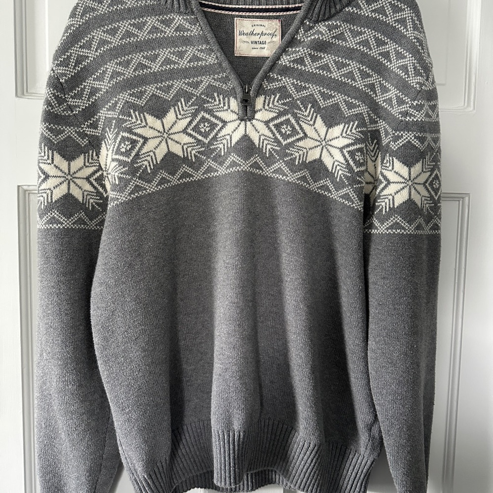 Weatherproof Vintage Men's Gray Winter Zip-Up Sweater